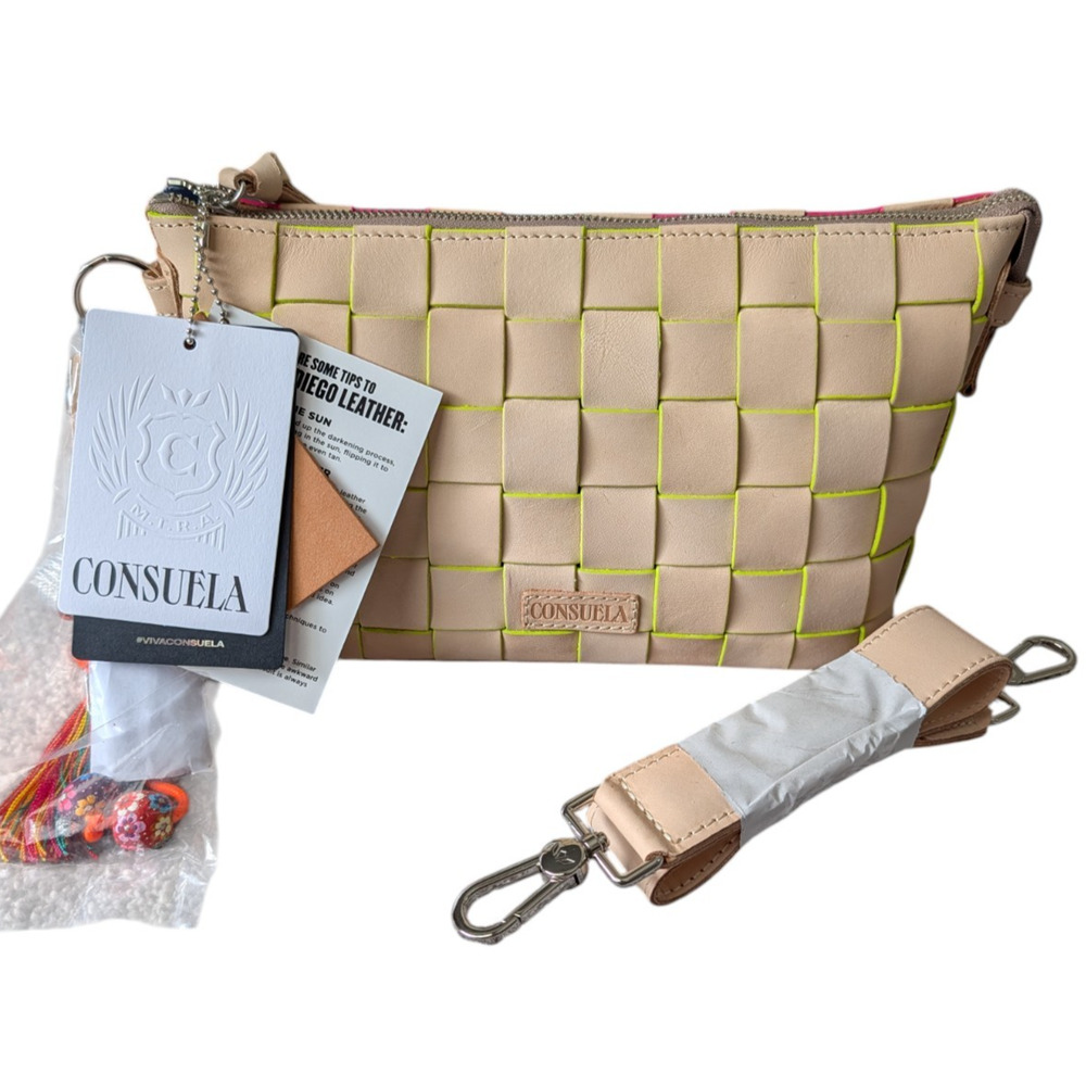 Consuela Jody Your Way Woven Diego Leather New $325 Shoulder Bag Painted Edges